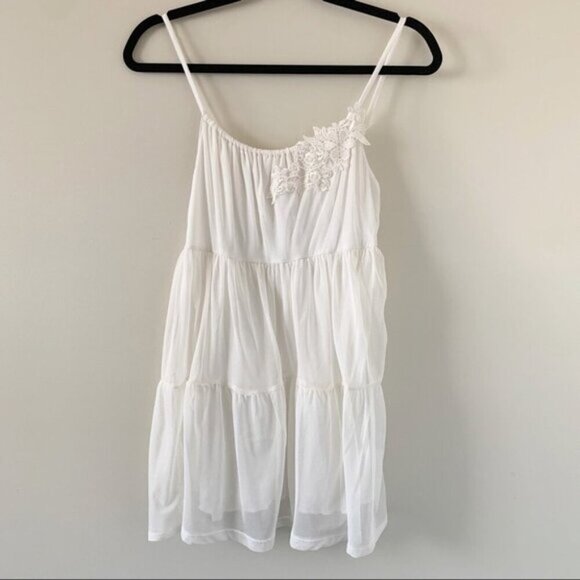H&M Babydoll Tunic Blouse Mini Dress Ivory Floral Embroidery Y2K 2000s Small - Picture 8 of 16